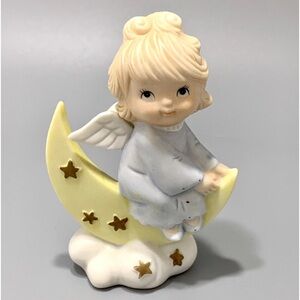 Lefton Paradise Bound Angel on Crescent Moon Chris Collection 1982 Nursery Decor
